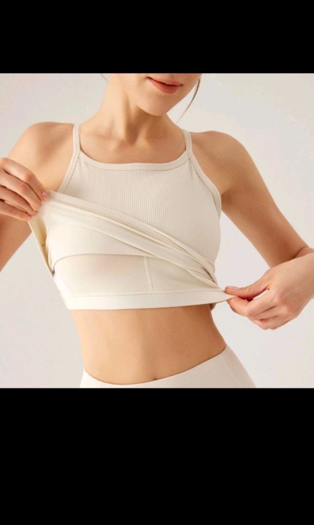 Air Active Padded Ribbed Yoga Bra Top, Light Ivory, size 8, Women's  Fashion, Activewear on Carousell