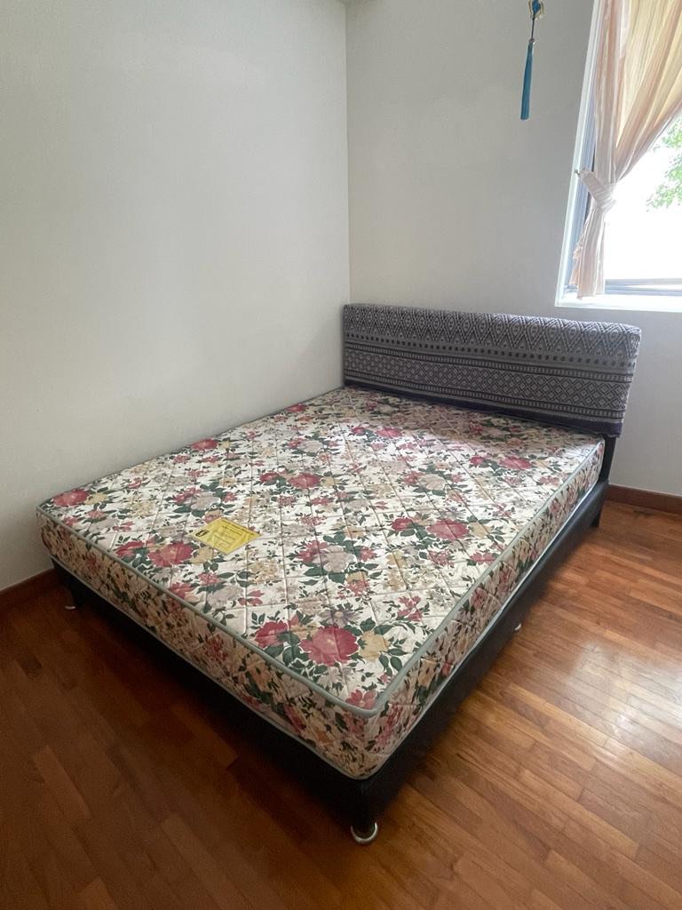 Standard Queen Size Bed with Mattress, Furniture & Home Living