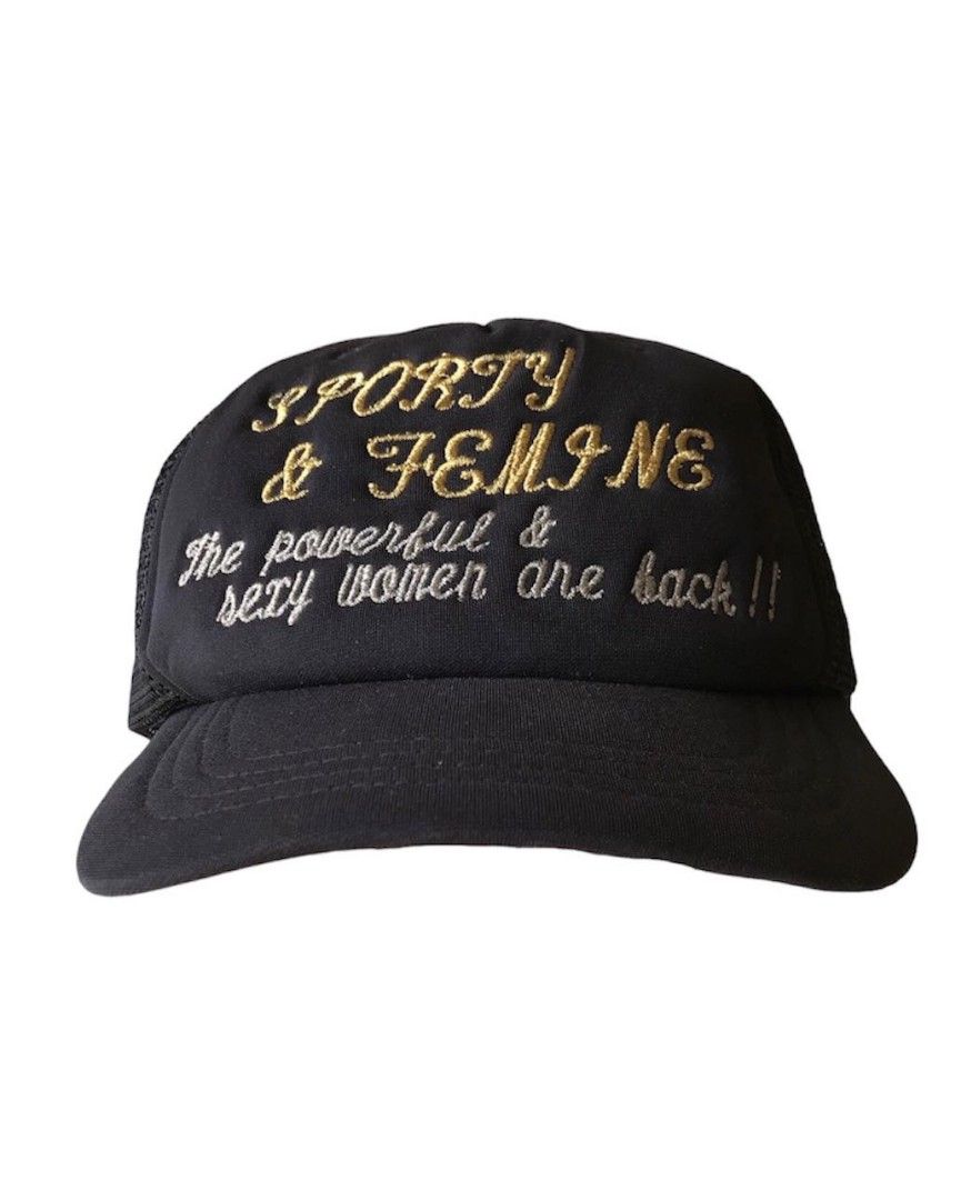 STATEMENT TRUCKER CAP (Category: Caps & Hats) located in Zamboanga. Submitted by _enfantsrdarchive (Listing ID 1259079373, Image 1). Description: want to sell Embroidered statement trucker cap "SPORTY & FEMINE the power & sexy women are back !!" Excellent ❌ Refund ❌ Exchange +shipping fee.
