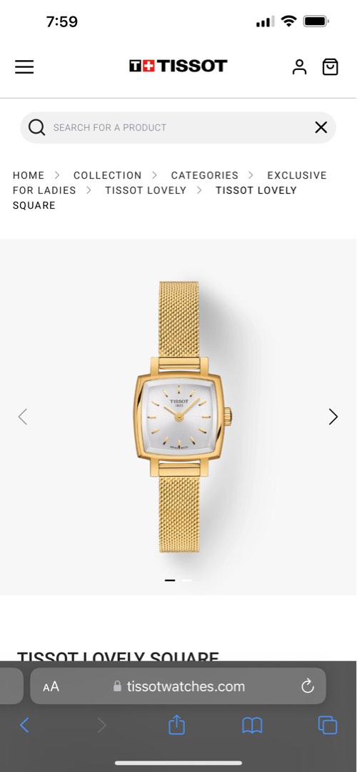 Tissot lovely square store gold