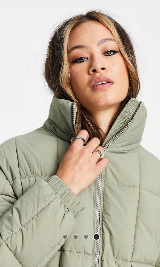 Topshop Quilted Puffer Jacket in Sage Women s Fashion Coats Jackets and Outerwear on Carousell