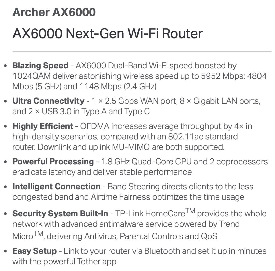 TP-Link AX6000 Router - EXCELLENT First Class Condition, Computers ...