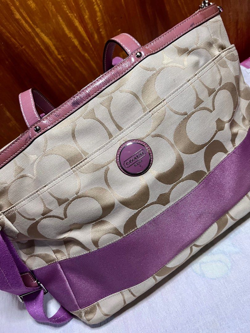 Purple coach shop diaper bag