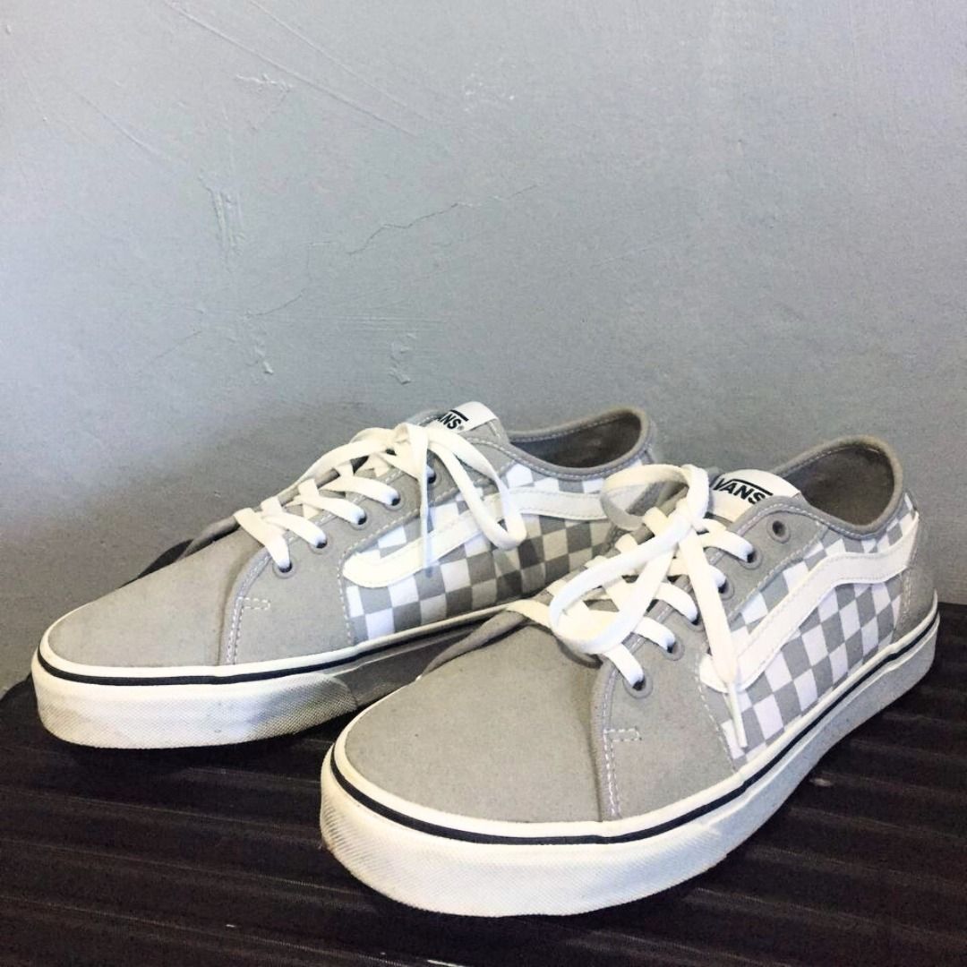 Grey and white sales checkerboard old skool vans