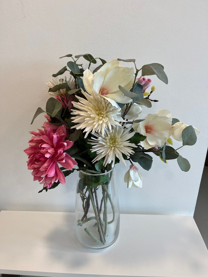 Vase with fake flowers, Furniture & Home Living, Home Decor, Vases