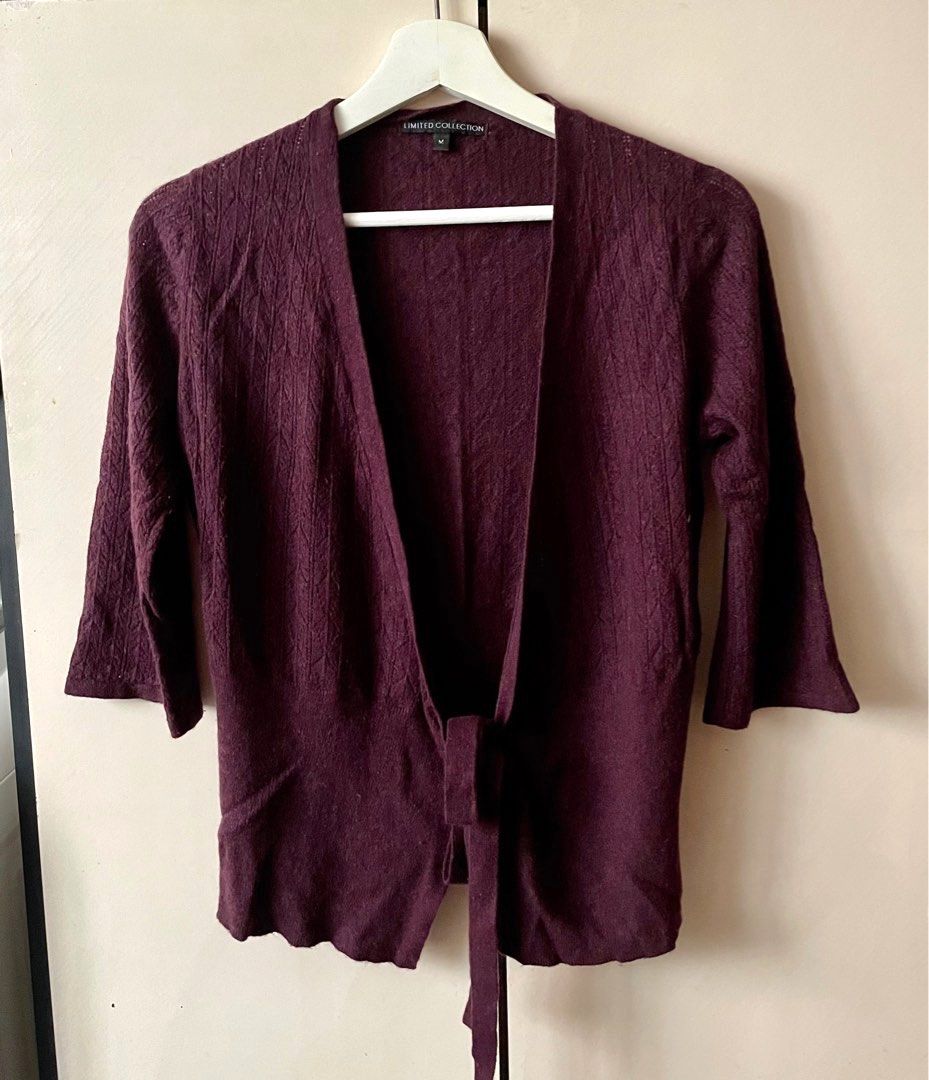 Vintage Limited Collection by Marks Spencer Keep Warm 22 Lambswool Cardigan Dark Burgundy Color Size M