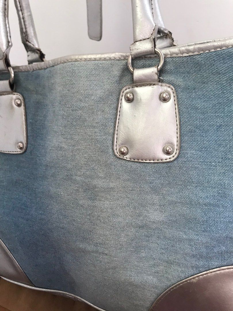 Vintage Neiman Marcus Large Chambray Y2K Denim Tote Carry All Bag