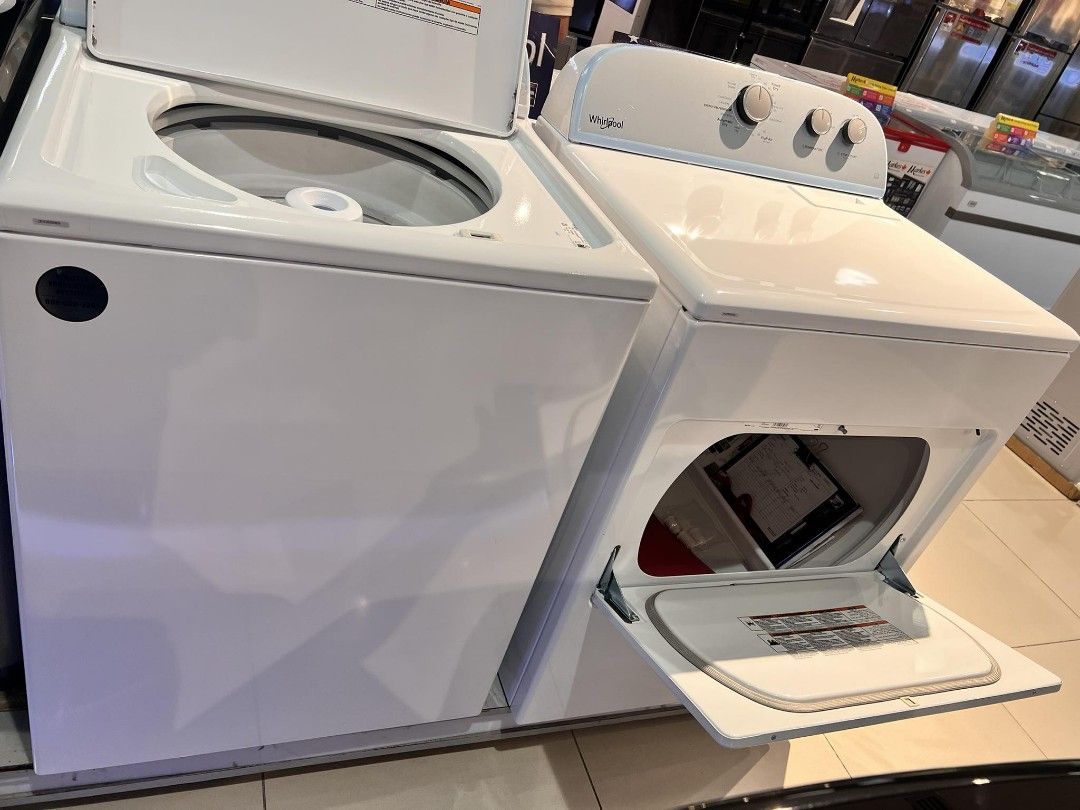 WHIRLPOOL COMMERCIAL WASHING MACHINE , GAS AND ELECTRIC DRYER, TV
