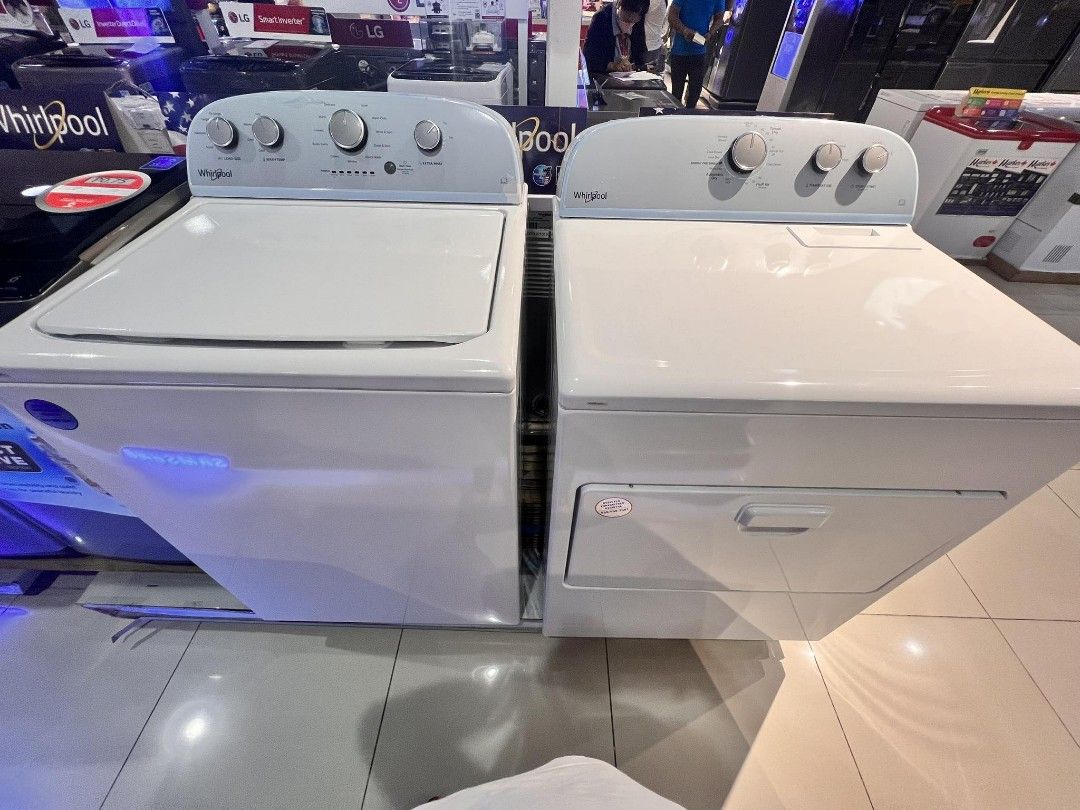WHIRLPOOL COMMERCIAL WASHING MACHINE , GAS AND ELECTRIC DRYER, TV
