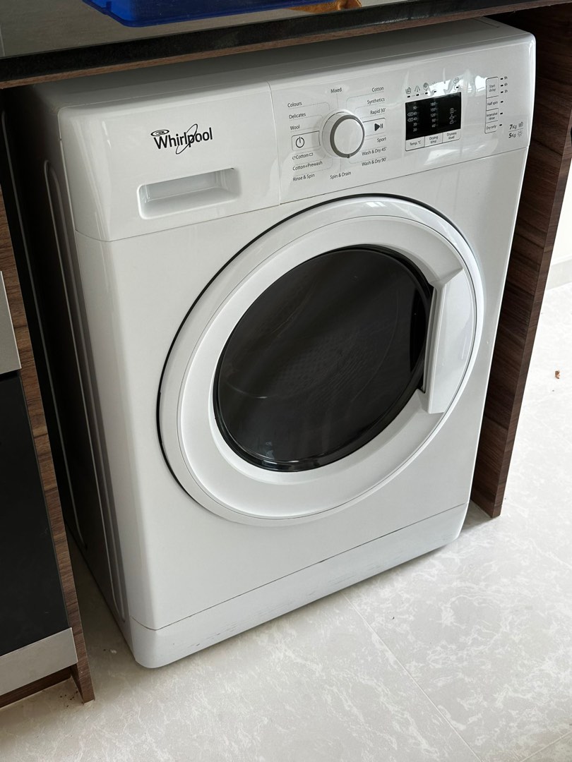 Whirlpool washer dryer combo 7kg/5kg (WWDE 7512), TV & Home Appliances