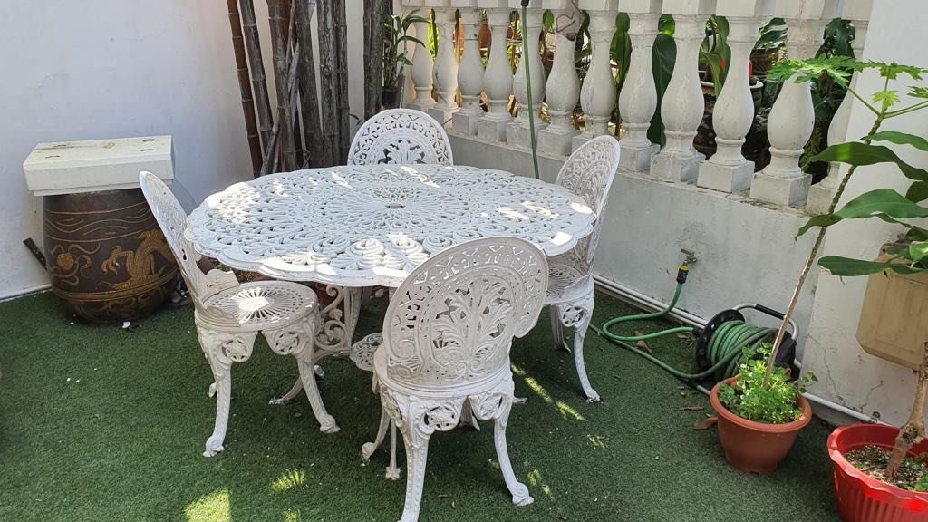 White cast aluminium garden set Furniture Home Living Outdoor