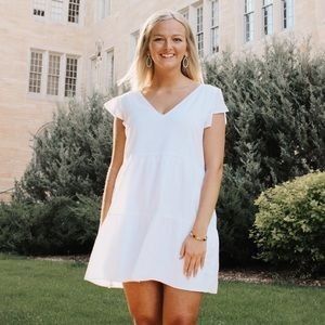 White Cotton Mini Dress with side pockets (Category: Dresses) located in Quezon City. Submitted by gzerimar (Listing ID 1256572390, Image 2). Description: Barely used. With inner lining and two side pockets. Mini dress length RFS: Decluttering.