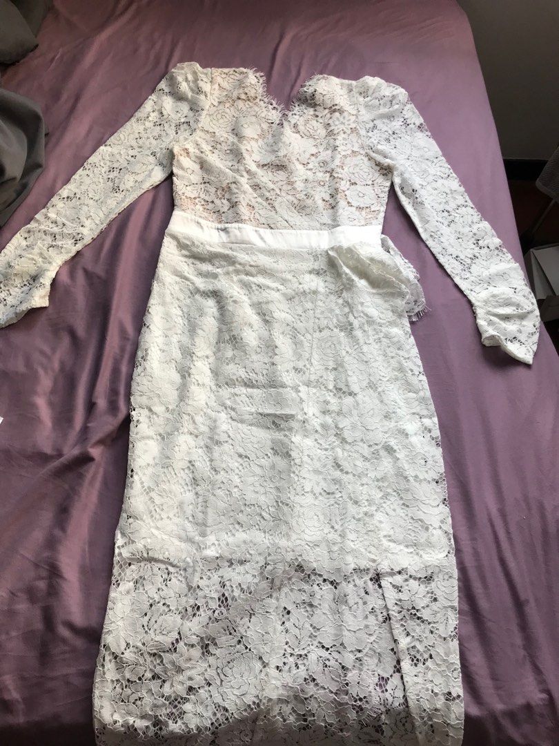 White lace bridesmaid dress best sale
