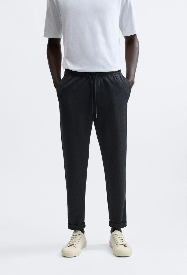 NWT Zara Jogger Waist Womens Casual Black Pants Slacks Trousers Size 36 ( 4  ) | eBay
