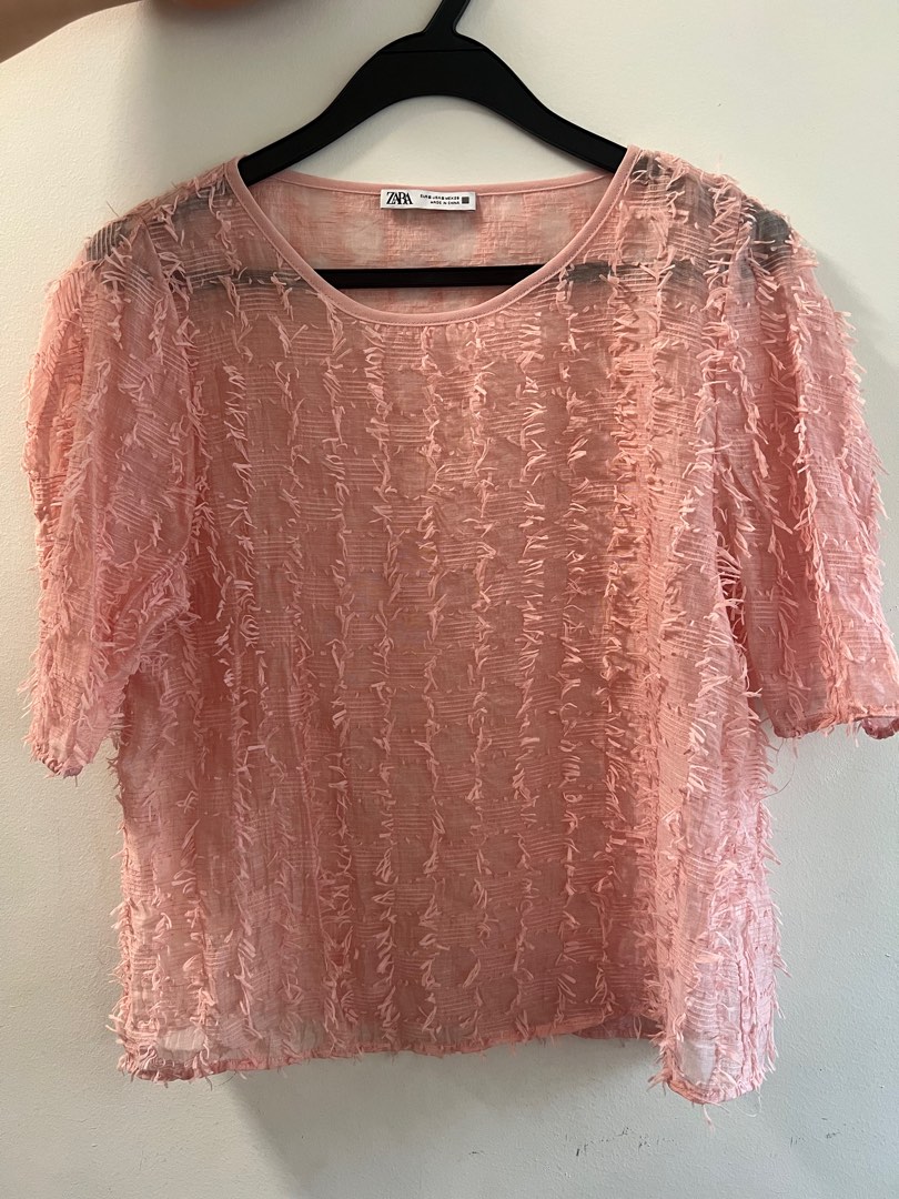 Zara pink deals chiffon top
