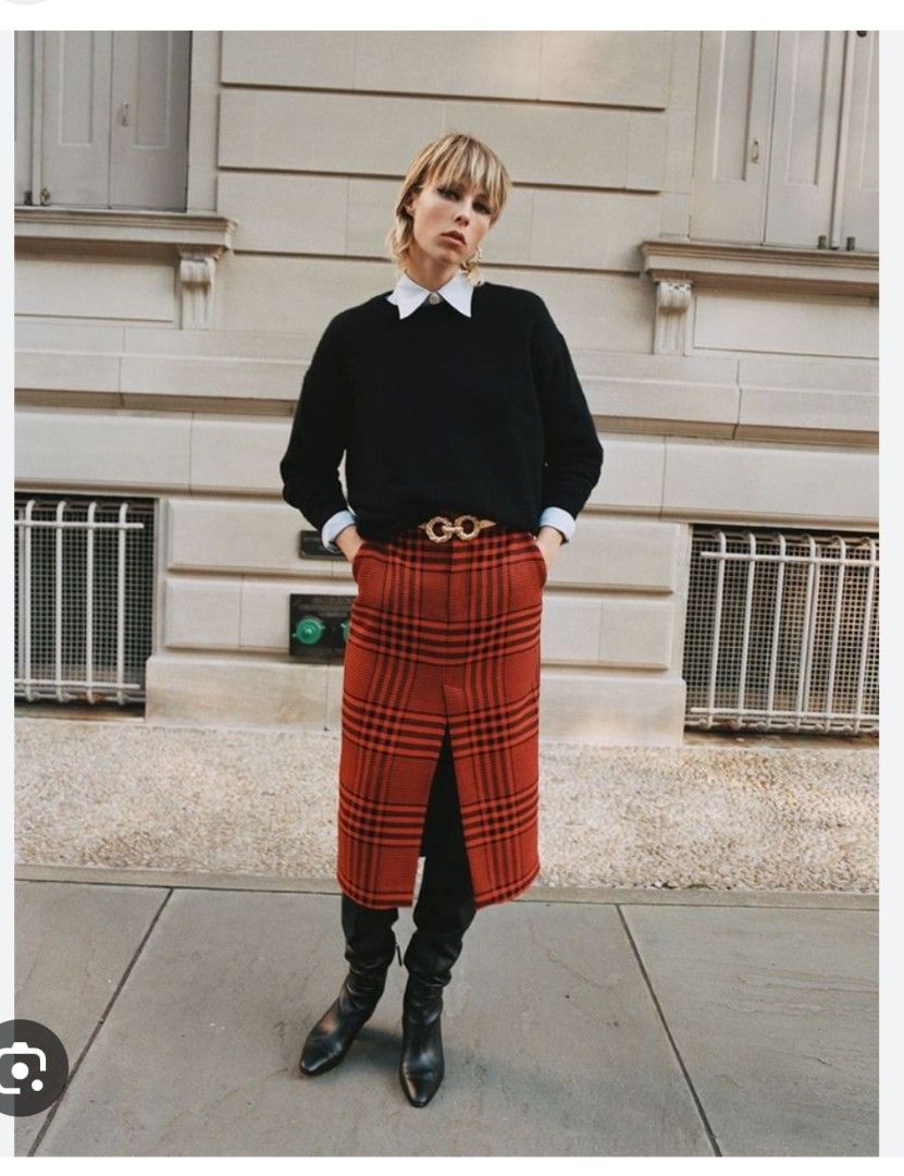 Plaid tube top skirt zara