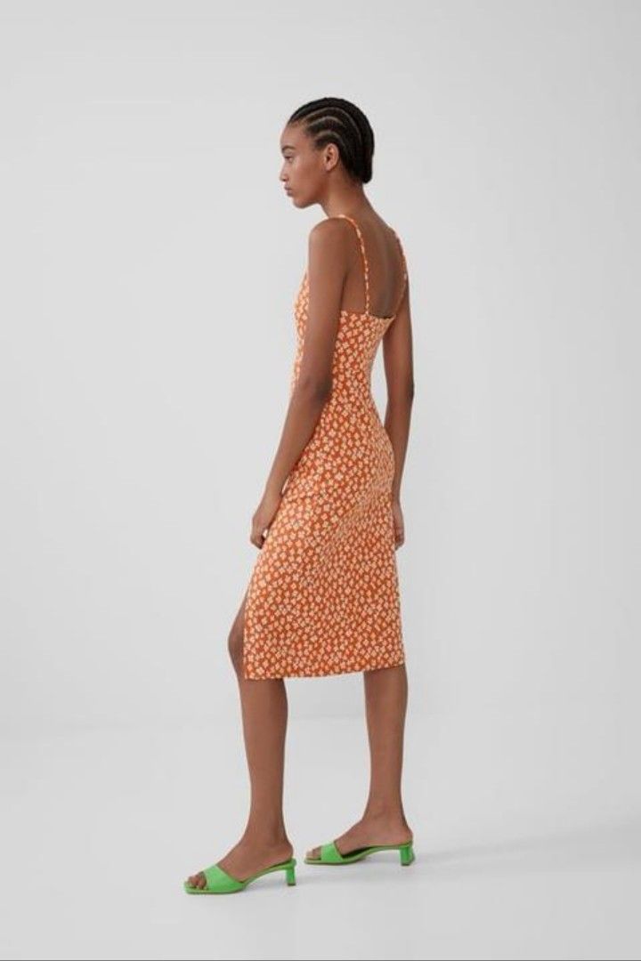 Zara orange slip online dress