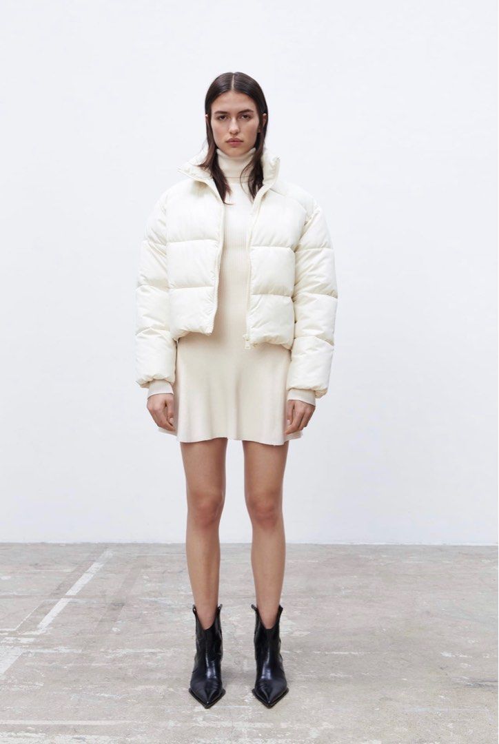 Zara white puffer jacket