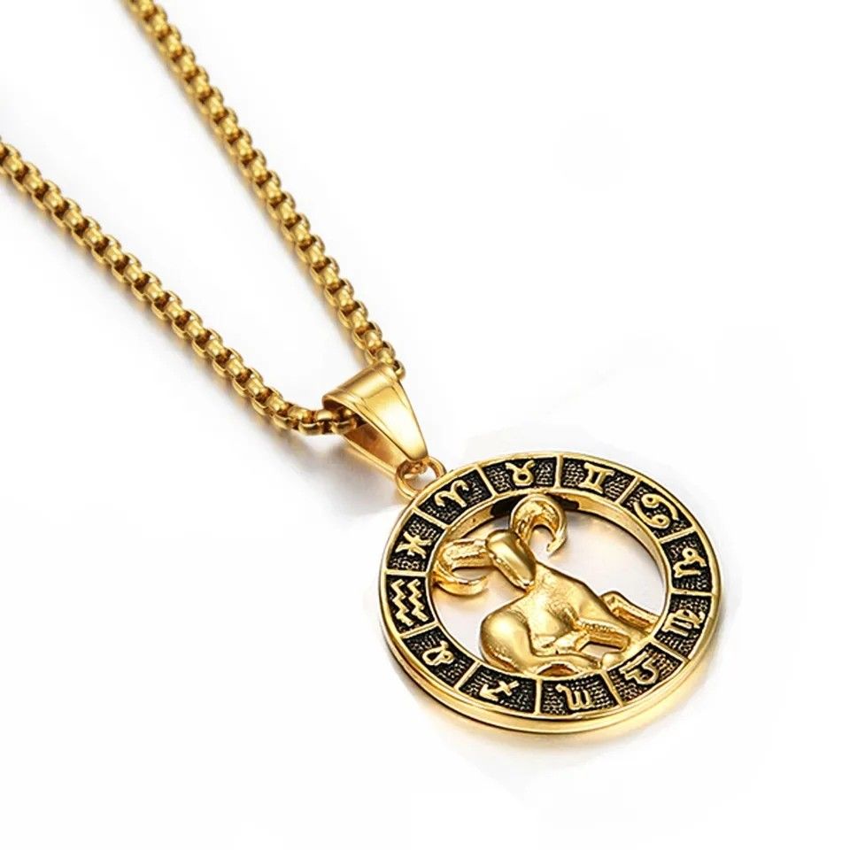 Zodiac Sign Leo Scorpio Pendant Necklace for Women Men Gold Color