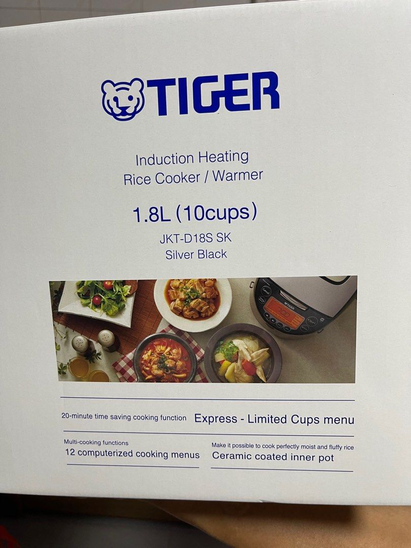1.8L Tiger induction heating rice cooker Model JKTD18S, TV & Home
