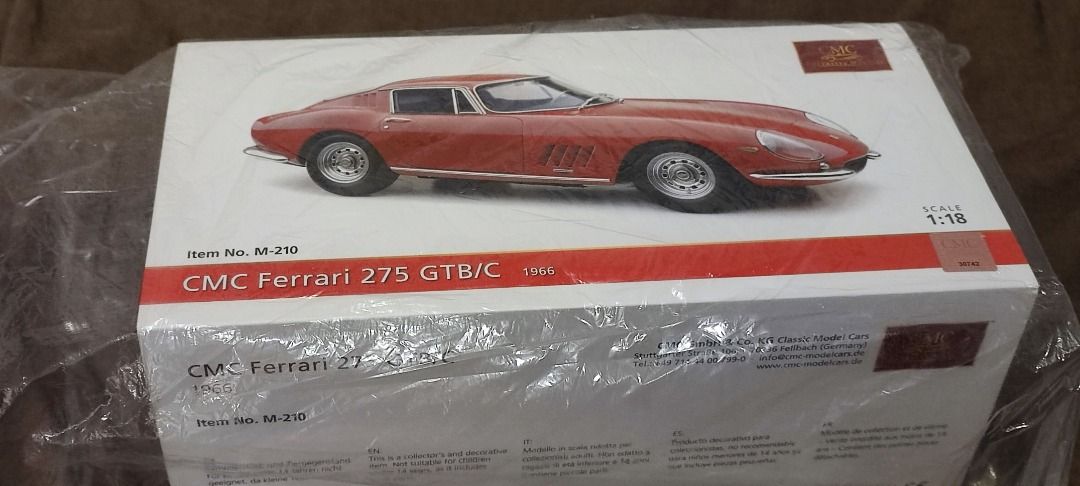 全新1/18 CMC M-210 Ferrari 275 GTB/C 1966 紅色