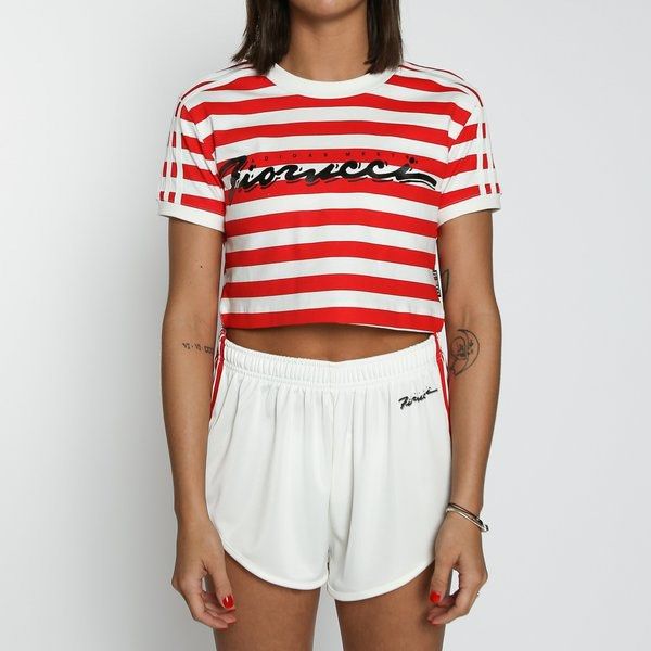 Adidas Originals x Fiorucci Stripe Crop Top T Shirt Women s