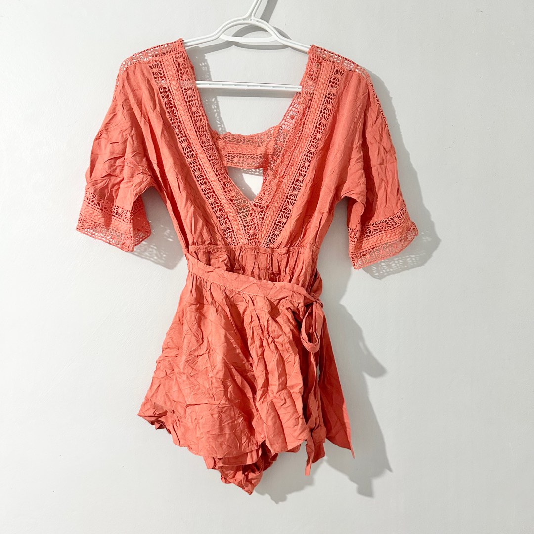 ANGEL BIBA Boho Beach Wrap Around Romper, Women's Fashion, Dresses