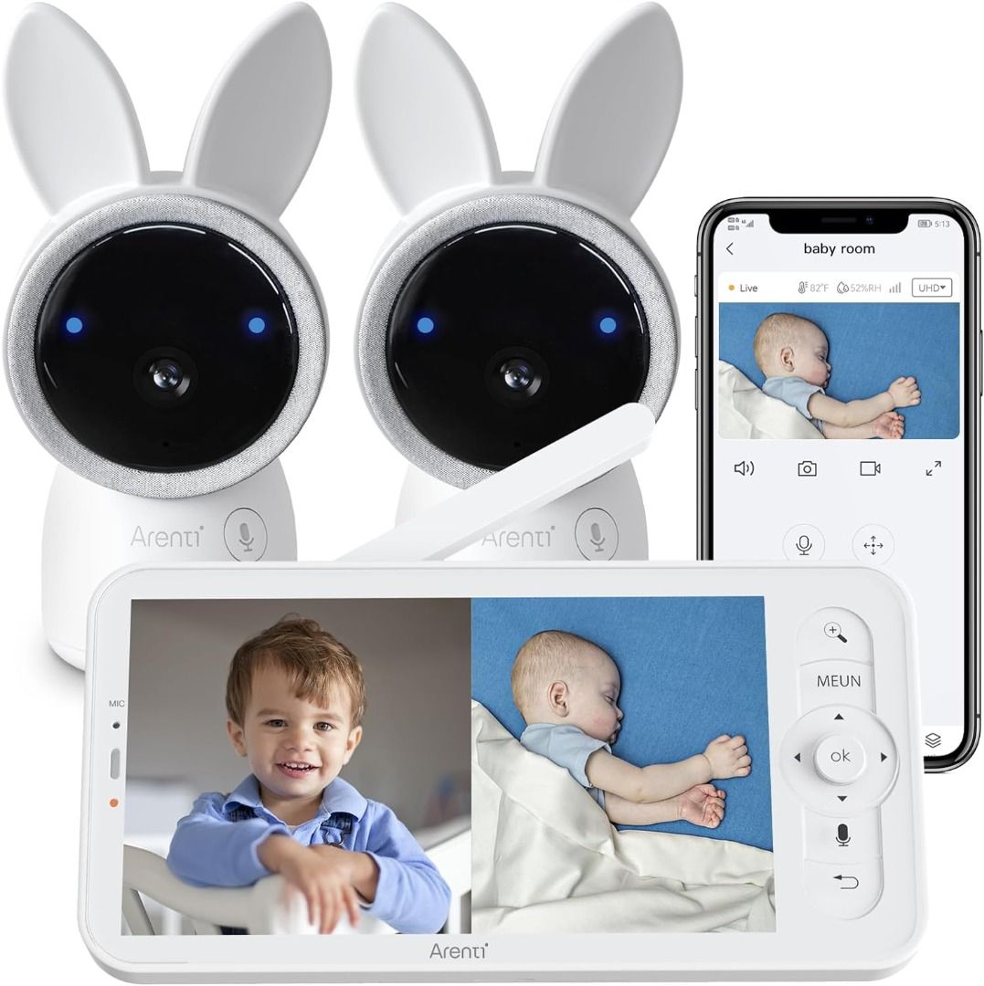 ARENTI Video Baby Monitor Audio Monitor with Two 2K Ultra HD WiFi