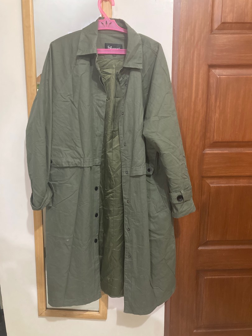 Army Green Trench Coat, Women's Fashion, Coats, Jackets and Outerwear