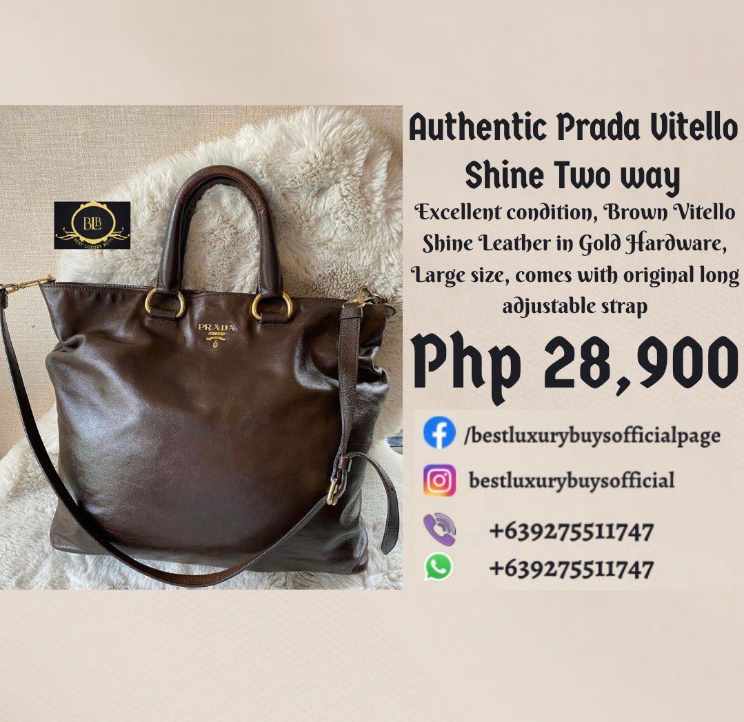 Prada Pre-Owned Brown Vitello Shine Chain-Link Leather Tote, Best Price  and Reviews