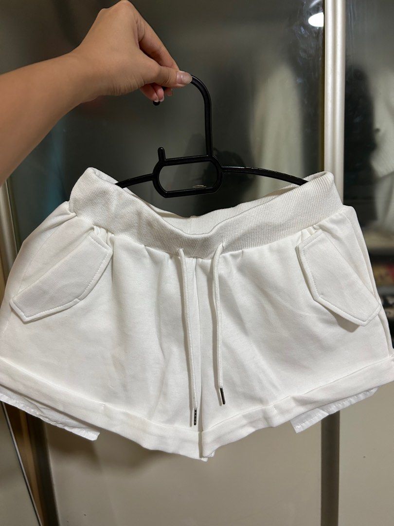 White drawstring shorts womens sale