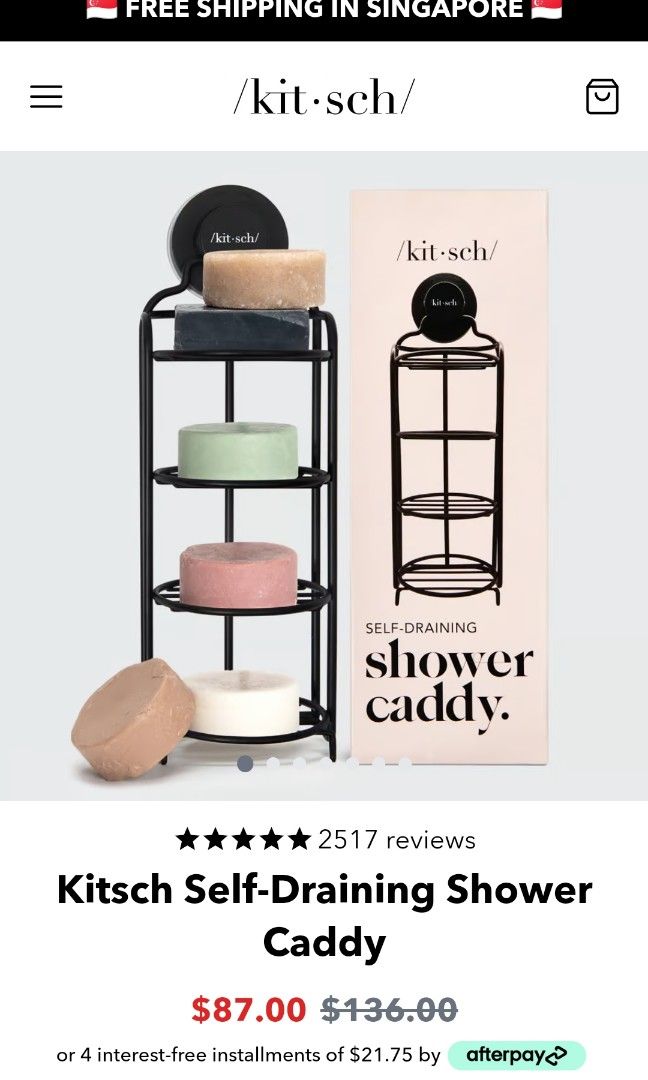 Kitsch Self Draining Bar Soap Shower Caddy