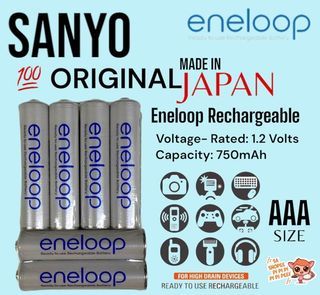 Brandnew Authentic Original Japan Made Sanyo Eneloop Rechargeable AAA HR-4UT Battery 1.2v 750mah