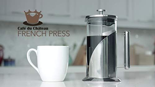 Cafe Du Chateau French Press Coffee Maker, Brews Coffee and Tea, Heat  Resistant Glass with 4 Level Filtration System, Stainless Steel Housing,  Large 34 oz Carafe Coffee Presser 