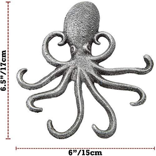 Cast Iron Octopus Wall Hook – Decorative Swimming Octopus Tentacles Key  Hook for Entryway, Doorway or Bathroom – Novelty Wall Décor – Rustic Brown  Color with Screws and Anchors Included, Furniture 