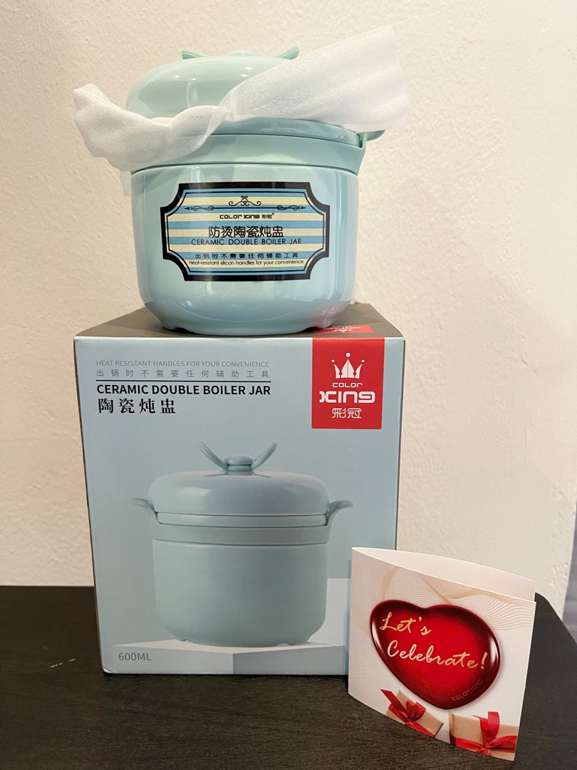 Ceramic double boiler jar 600ml (New), Furniture & Home Living