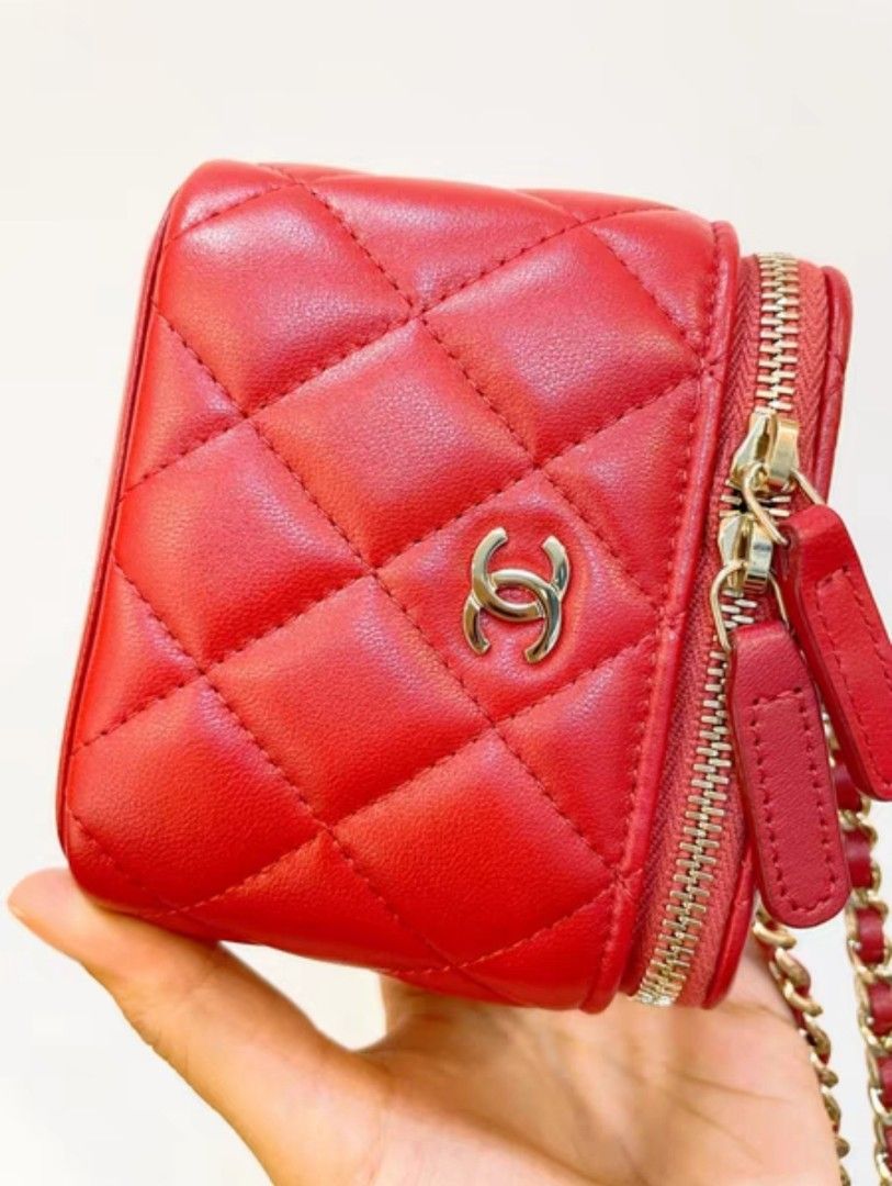 Chanel Boy Zip Pouch Red Caviar Pouch Sbhw