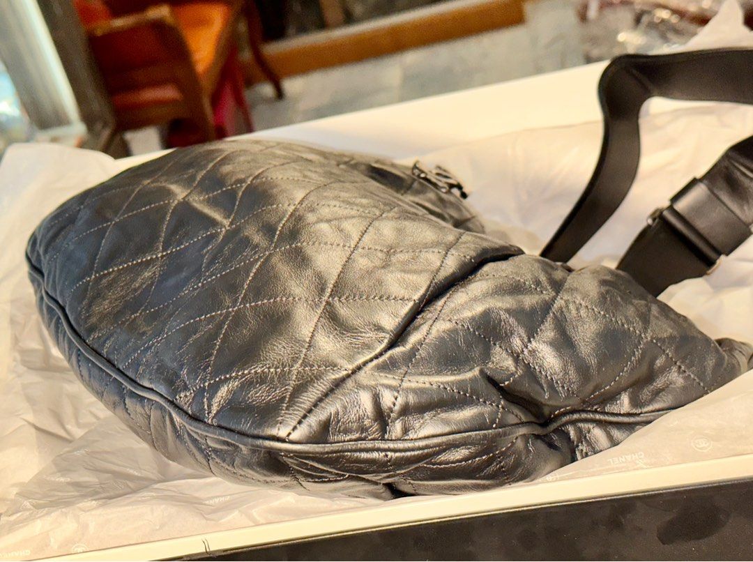 Chanel Black Quilted Lambskin Hobo Bag