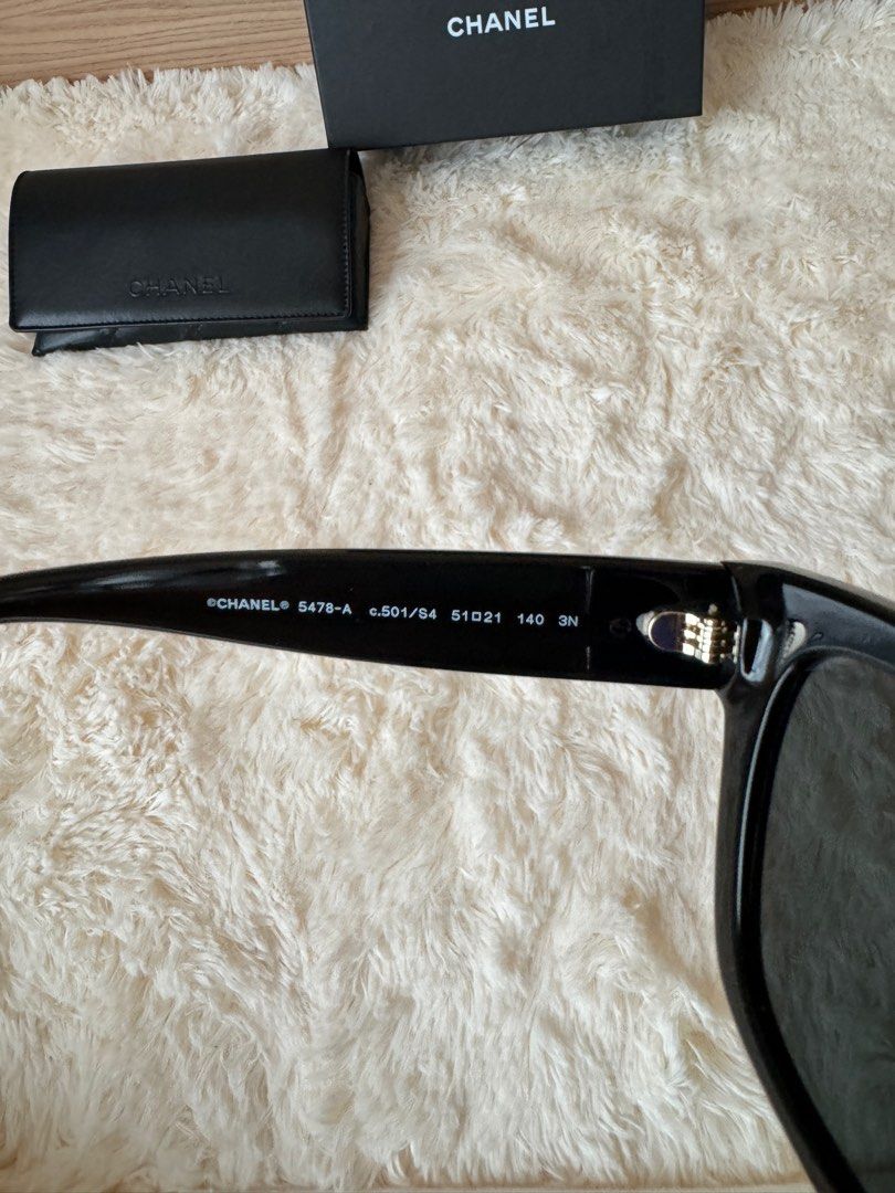 Chanel Black Square Sunglasses Heart CC Logo