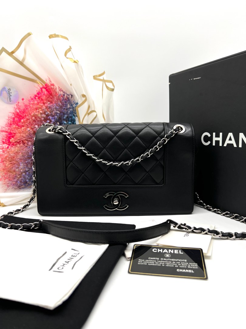 Chanel Mademoiselle Vintage Flap Bag Quilted Sheepskin, Luxury