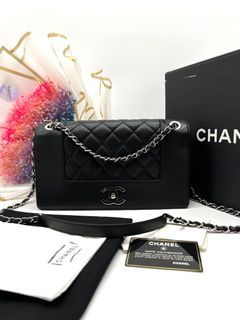 CHANEL Lambskin Quilted Chanel 3 Accordion Flap Bag Black 222166