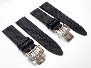 Chopard 21mm 23mm Black Rubber Watch Strap with Deployment Clasp