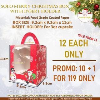 Christmas Solo Cupcake Box with Insert Holder