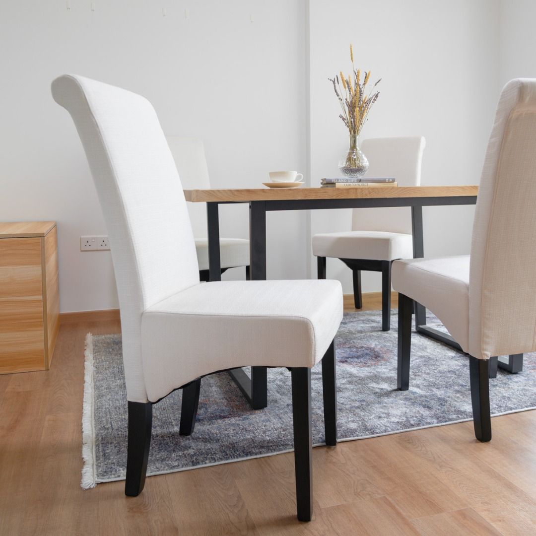 Dining Chair White Fabric, Furniture & Home Living, Furniture, Chairs