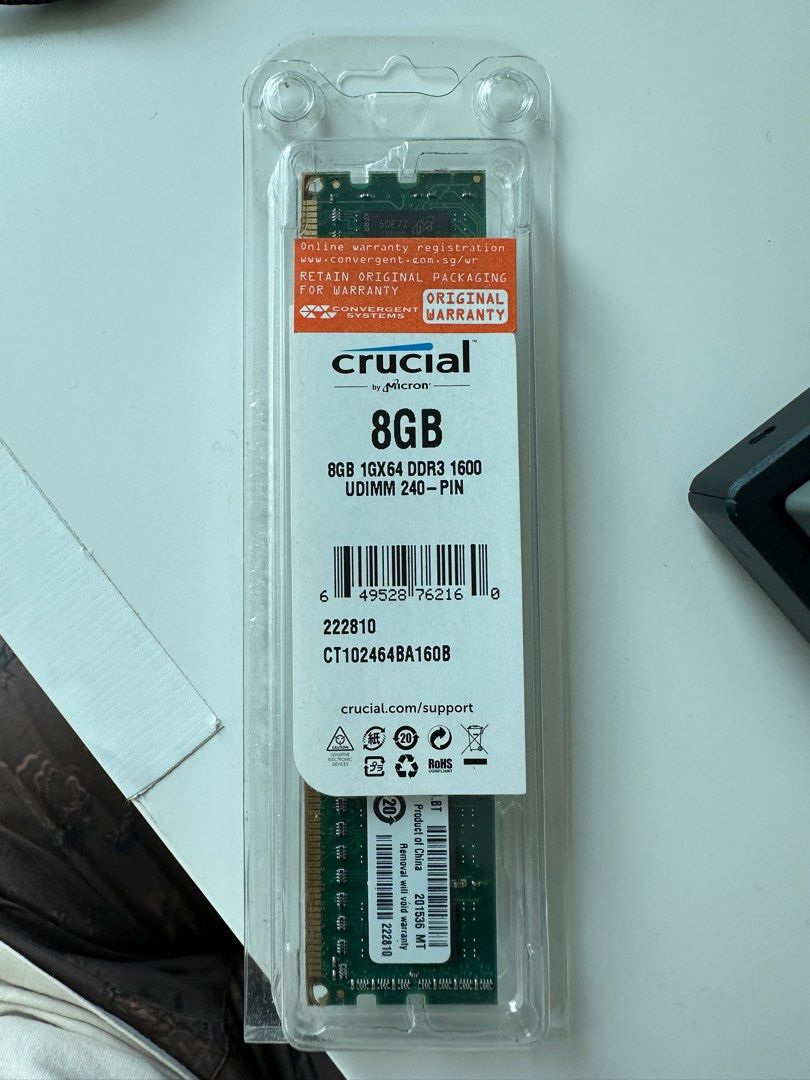 Crucial 8GB DDR3 RAM Computers Tech Parts Accessories