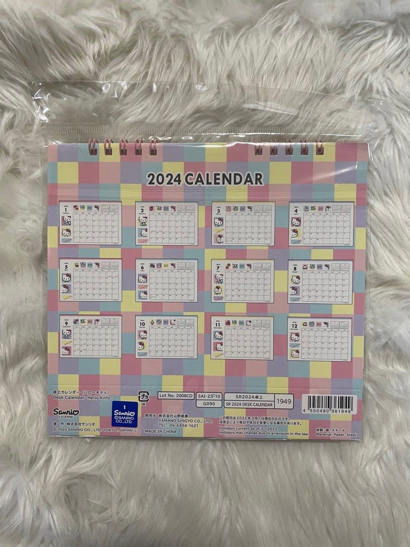 Daiso Sanrio Character Desk Calendar 2024, Hobbies & Toys, Stationary