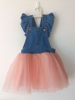 Toddler pinafore dress with pink tutu, 1-2 year old