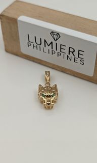 Designer Panther Pendant with Russian Stone | 11.9MM | 18K | SDG | Yellow Gold