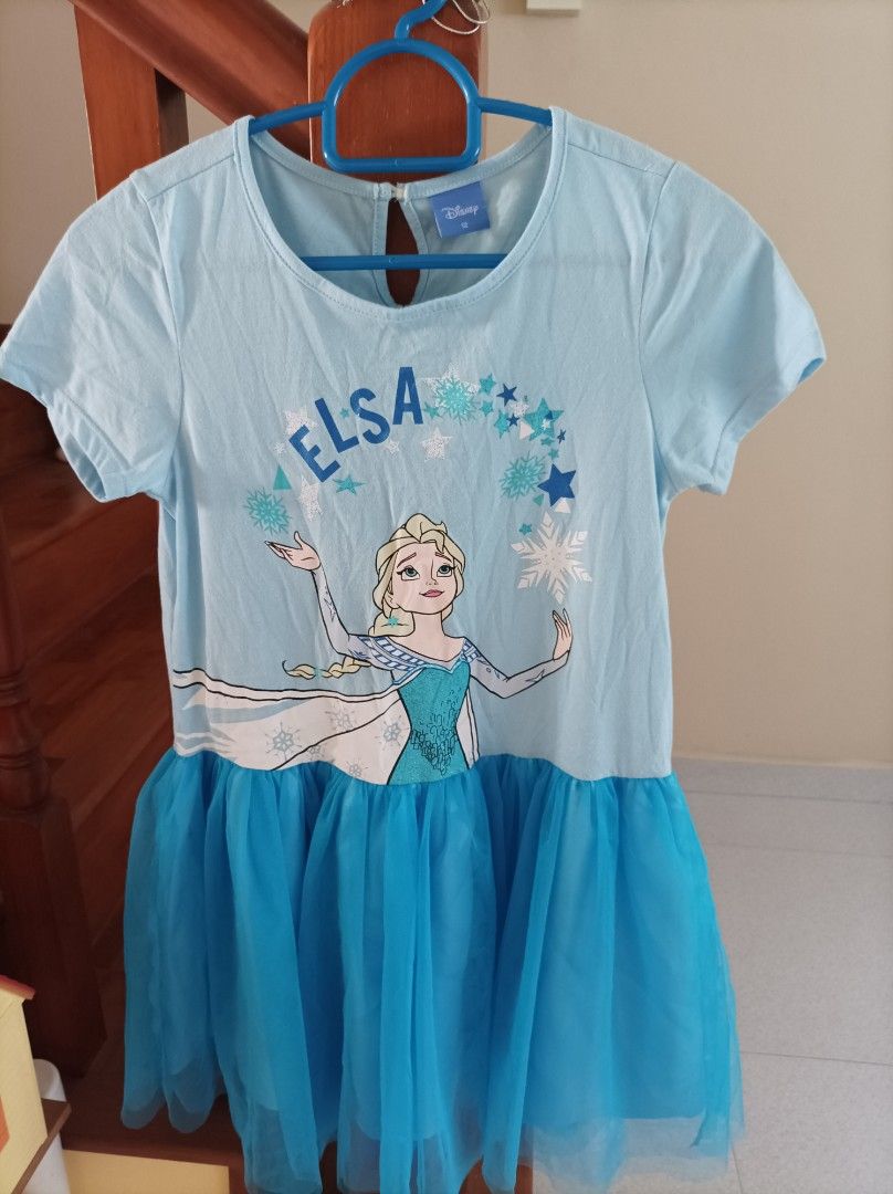 Disney Frozen Elsa Girl Long Dress with Lace Blue Babies Kids