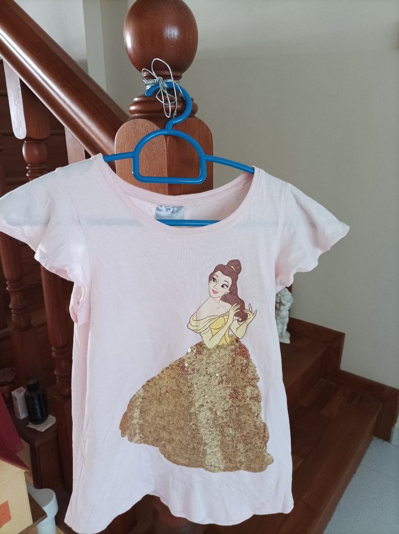 Disney Sequins Princess Top T shirt Pink